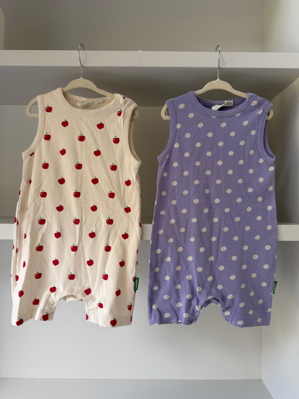 Parade Organics Cotton Sleeveless Romper - Cream Apple & Lavender Daisy Kids